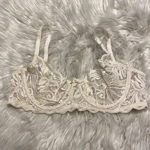 Vintage Victorias Secret 36B Bra Off White Lace Gold Label Unlined Underwire NWT - Picture 1 of 10