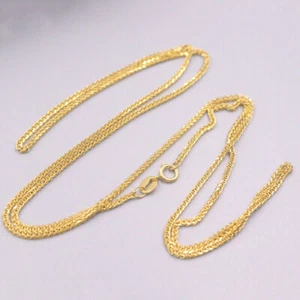18k Gold Wheat Chain Necklace 16" Necklace Guaranteed 18kt  Gold - Picture 1 of 4