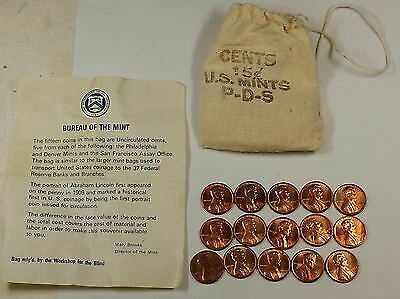 1973 PDS souvenir Mint Visit Penny Bag 5P 5D 5S US Mint Cents 15 Coins Total Cover