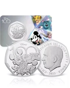 Disney 100th Anniversary D100 Mickey Mouse & Minnie Mouse 50p BU Münze 2023 - Bild 1 von 1
