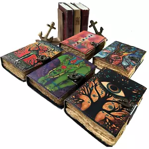 Grimoire Journal,Witch,Notebook,Leather Blank Spell Book,Book of Shadows,Diaries - Picture 1 of 77