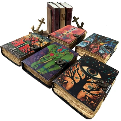 Grimoire Journal,Witch,Notebook,Leather Blank Spell Book,Book of Shadows,Diaries - Image 1 of 4