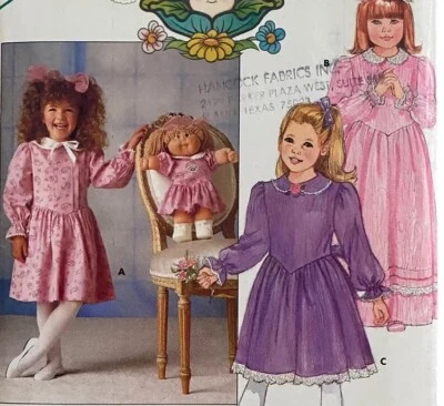 Butterick 4151 Patrón Repollo Parche Niños Niñas Vestido Años 80 Niño Muñeca 2 3 4 Foto 1 de 4