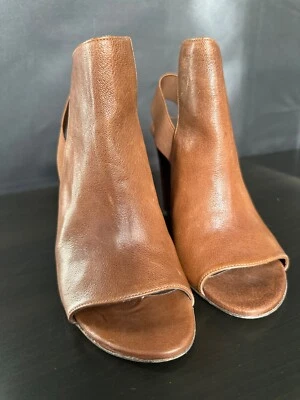 Stuart Weitzman Women’s Brown Leather Peep Toe Slingback Heels Size 8M  - Image 1 of 4