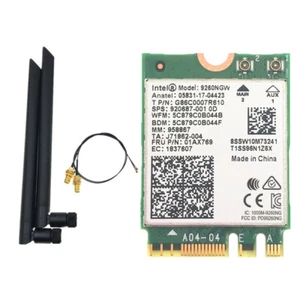 6Dbi RP-SMA MHF4 Antennas set + Intel 9260NGW 9260 1730Mbp 802.11ac BT 5.0 Card - Picture 1 of 4