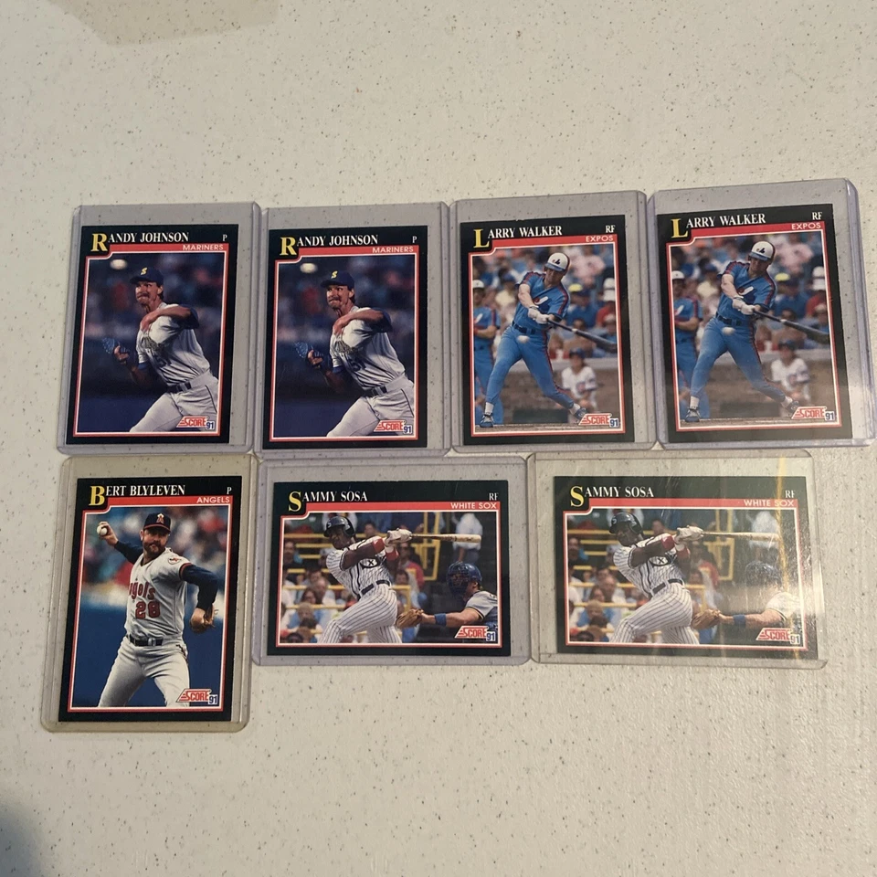 Juego de 7 tarjetas de béisbol Score 1991 Foto 1 de 2