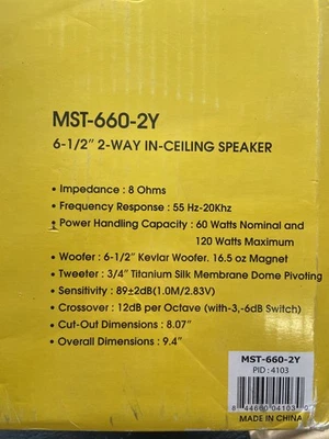 Altavoces de techo bidireccionales Monoprice 6,5 pulgadas 120 W MST-660-27 Foto 1 de 3
