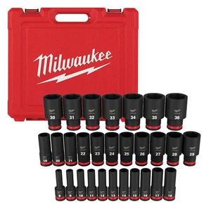 Milwaukee 49-66-7015 SHOCKWAVE 1/2" Drive Metric 6 Point Impact Socket Set -29PC - Picture 1 of 12
