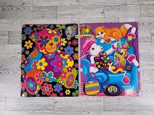Lisa Frank Vintage Folders Blossom Bear & Poodle Cat 90s y2k Hippie Psychedelic - Picture 1 of 9