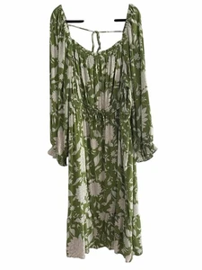 Ava and Viv Womens Dress 4X Plus Green White Long Floral Resort Vacation - Picture 1 of 14