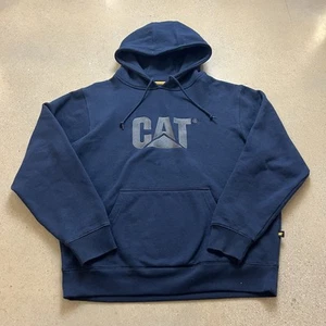 Caterpillar Hoodie Mens L Blue Sweatshirt CAT Construction Worker - Picture 1 of 5
