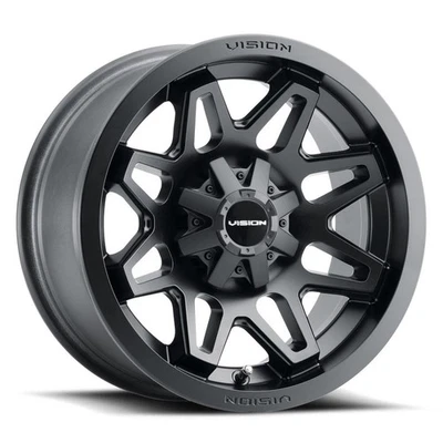 (1) 12x8 -10.2 Vision 416 Se7En 4x110 Matte Black Wheel - Image 1 of 2