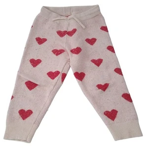 KONGES SLOJD Lapis Knit Pants Heart Print Cotton Wool Pink/Red 4 Years RRP35 - Picture 1 of 8