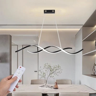 Lampadario LED Moderno Dimmerabile 3 Colori Effetto Onda Spirale Telecomando - Immagine 1 di 4