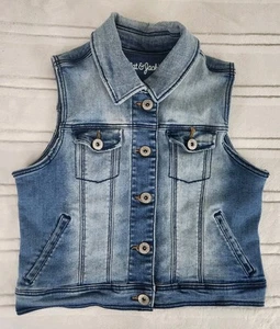 Cat & Jack Girl's Large L (10/12) Denim Blue Jean Vest Jacket Cotton Blend - Picture 1 of 5