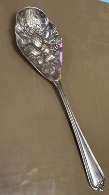 Vintage J.L Silver Plated Sheffield England Floral Repousse Spoon 5.75" No Mono - Image 1 of 4