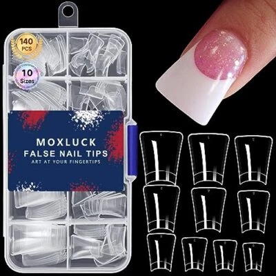 Duck Nail Tips,Clear Curved False Nail Tips 140Pcs A1-Clear Duck Tips 140Pcs - Image 1 of 4