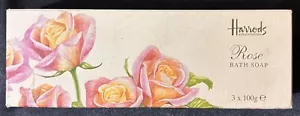 VTG Rare New Open Box Harrod's Rose Bath Soap Finely Milled 3 Soaps In Box - Picture 1 of 16