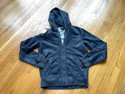 Moletom com capuz True Religion masculino revestido de tecido de algodão zíper completo azul tamanho pequeno - Imagem 1 de 4