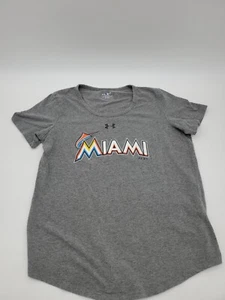 Under Armour Miami Marlins T-shirt Women Large Gray Logo Sports…#20186 - Picture 1 of 11