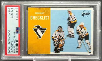 2000 UD Vintage Pittsburgh Penguins Team Checklist PSA 10 *Pop 3* Card #295 - Image 1 of 3