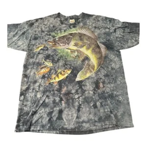 Camiseta gráfica Anvil Minnesota de pesca de lubina tie dye gris algodón 2XL - Imagen 1 de 6