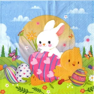 Papierservietten Ostern Hase Eier. Pappservietten Ostern Hase Eier Küken - Bild 1 von 1