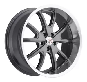 18" Vision Muscle 143 Torque Gunmetal Machined Lip Wheel 18x8.5 5x4.5 Rim -6mm - Picture 1 of 11