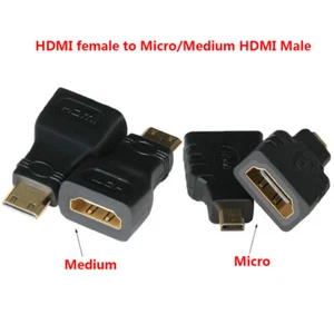 HDMI Female to Micro/Medium HDMI Type D Male Adapter Convertor Aluminum Alloy  - Picture 1 of 5