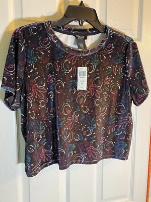 Mujeres Celestial Luna Terciopelo Cuadrado Crop Top Camiseta M Verano Geométrico Abstracto Foto 1 de 4