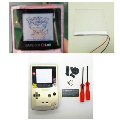 Frontlit Front Light Set&Gold GBC housing Shell Case For Nintendo Game Boy Color - Image 1 of 4