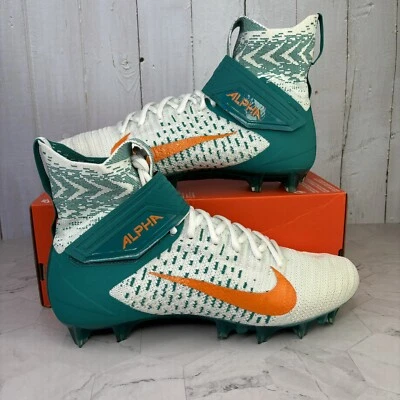 Nike Alpha Menace Elite 2 Football Cleats Miami Dolphins Size 12.5 BV2077-108 - Image 1 of 4
