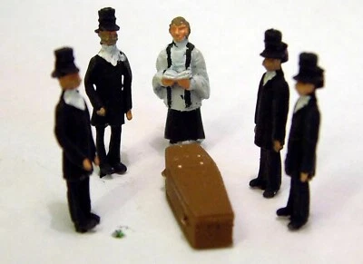 Funeral Scene 5 Coffin F64p PAINTED OO Scale Langley Model People Figures Metal - Image 1 of 3