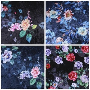 1M Flower Pattern Velvet Fabric Cloth Stretch Sewing Cheongsam Clothing DIY - Picture 1 of 13