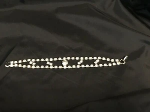 Vintage Rhinestone Silver Tone Bracelet 6 1/2" - Picture 1 of 6