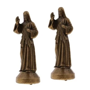 2x Prayer Figurine Statue Collectible Background, Bronze - Picture 1 of 7
