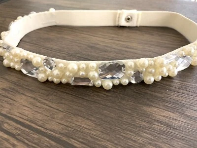 Cinturón para mujer marfil XS-S DE COLECCIÓN ceñido elástico elástico vestido con joyas ajustado glamuroso Foto 1 de 4