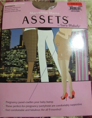 NWT ASSETS by Blakely MARVELOUS MAMA Supportive NUDE MATERNITY PANTYHOSE sz 1 - Image 1 of 2