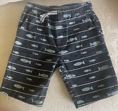 Nautica Boys Cotton/Poly Pull On Swim Shorts Navy/Fish Size 6 Elastic Waist - Image 1 of 4