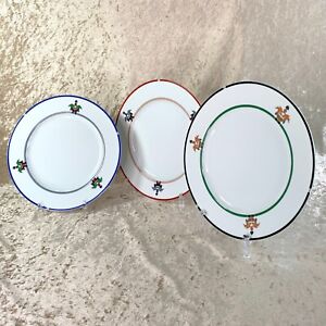 3 x Vintage Cartier Plate Round Porcelain La Maison Venitienne Red Blue Green