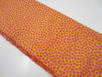 2010 TOM COFFEY Flower Child Dots Hot Pink Gold Polka Dots Cotton Flannel 8 Yds - Image 1 of 4