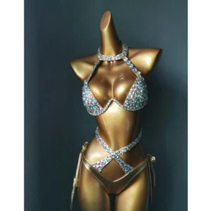 Sexy Mujeres Traje de Baño Estrás Piedras Brillantes Traje de Baño Cristal Diamante Bikini Conjunto - Imagen 1 de 15