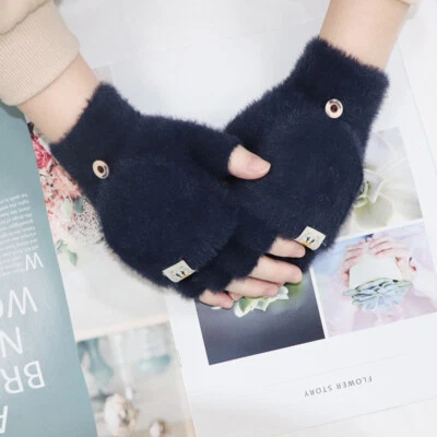 Mujeres Invierno Pantalla Táctil Sin Dedos Cálido Tejido Suave Escribir Guantes para Mensajes de Mensaje de Mensaje Foto 1 de 4