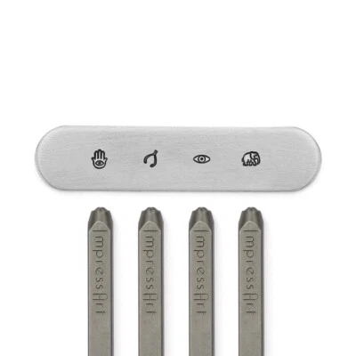 Paquete de 4 estampillas de metal ImpressArt Good Luck Signature - símbolos de fortuna Foto 1 de 2