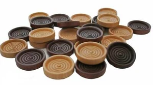 26- Checkers Game Pieces Walnut and Clear Coat 1-1/4" Wide Checkers Game Pieces - Picture 1 of 10