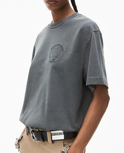 ALEXANDER WANG ACID GREY JERSEY COTTON LIBERTY EMBOSSED BOXY TEE T-SHIRT UNISEX - Bild 1 von 21