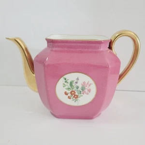 Vintage TV TRESSEMANES & VOGT Limoges Teapot Pink Gold Floral France NO COVER - Picture 1 of 10