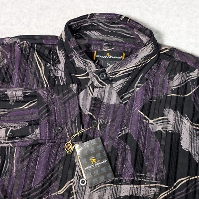 NWT Stacy Adams Shirt Mens Large Button Up Long Sleeve Poly Textured MSRP $120 - Image 1 of 4