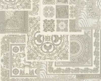 370485 - Papel Pintado Versace 4 Ornamental Gris Plata Blanco AS Creation Foto 1 de 3