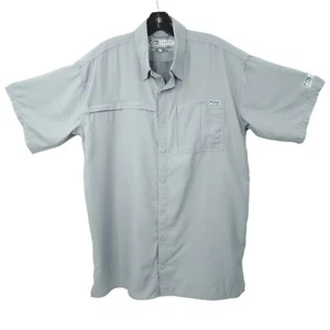 Drake Performance Fishing Button Front Shirt Mens Size S Gray Short Sleeve - Picture 1 of 16